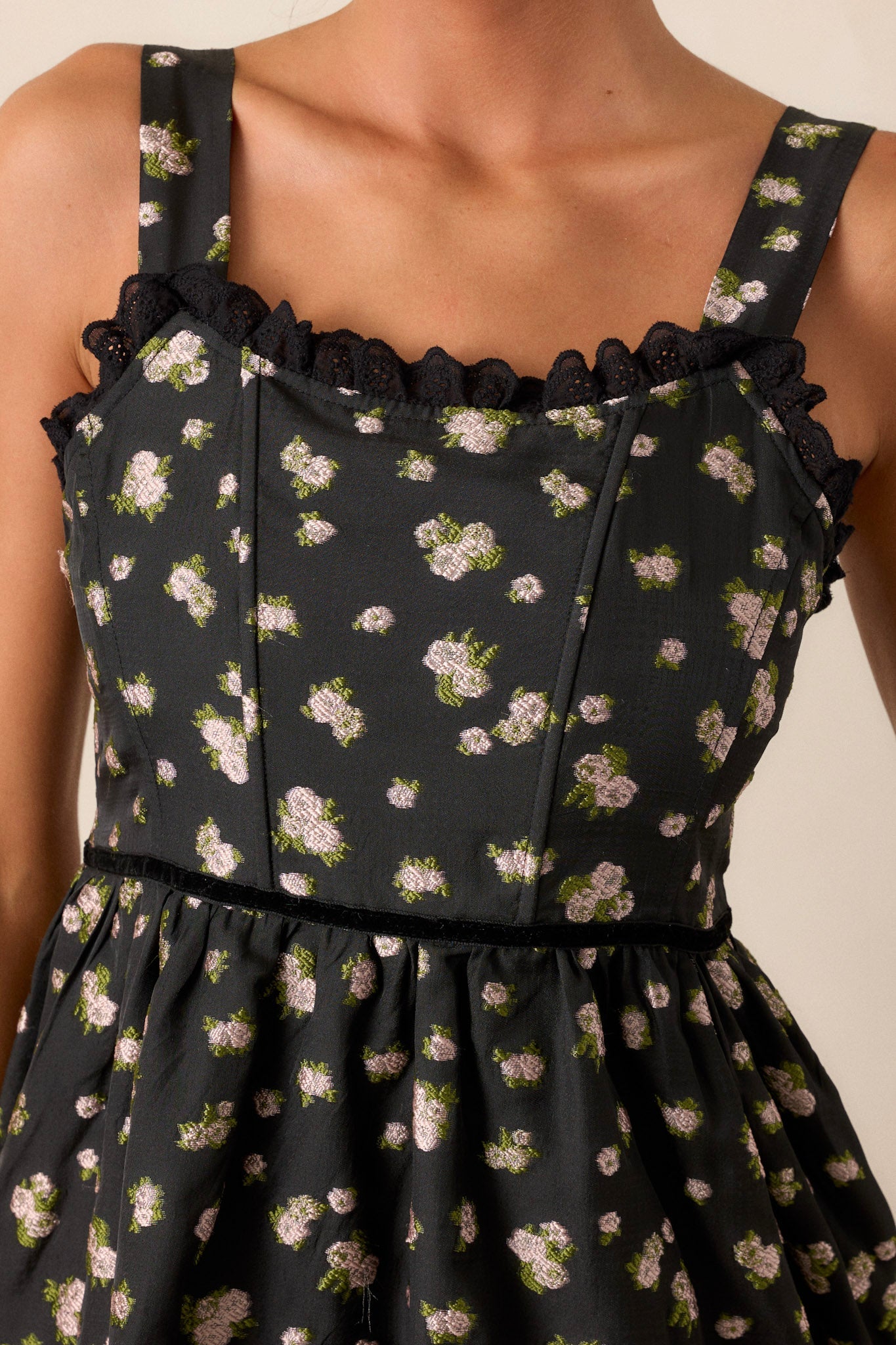 Going Out Again Black Floral Midi Dress